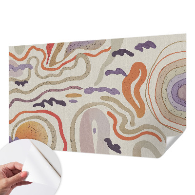 Children's wall mural with abstract patterns