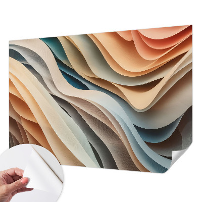 Peel and stick wall mural for kids' room with wavy forms