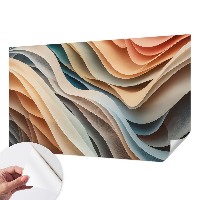 Peel and stick wall mural for kids' room with wavy forms