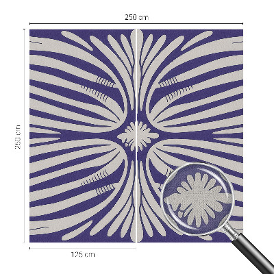 Nursery wall mural with a symmetrical floral design