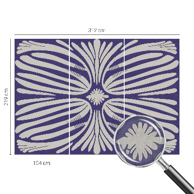 Nursery wall mural with a symmetrical floral design