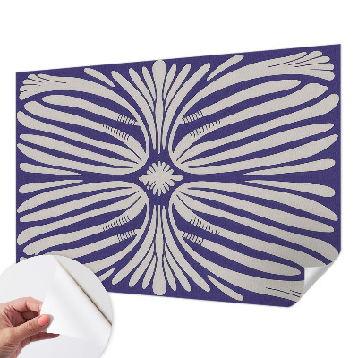 Nursery wall mural with a symmetrical floral design