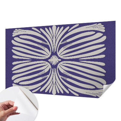 Nursery wall mural with a symmetrical floral design