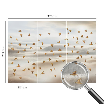 Baby room wall mural with a birds in flight design