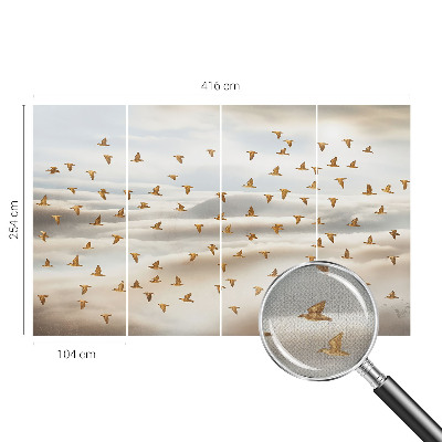 Baby room wall mural with a birds in flight design