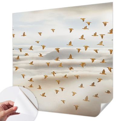 Baby room wall mural with a birds in flight design