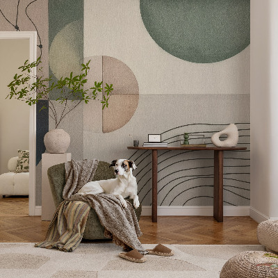 Peel and stick wall mural featuring geometric forms