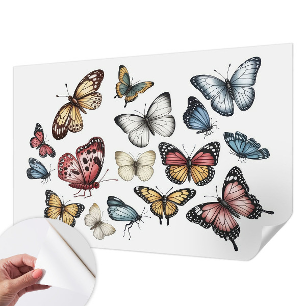 Self-adhesive wall mural with a paradise butterflies design