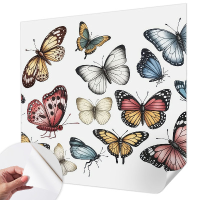 Self-adhesive wall mural with a paradise butterflies design