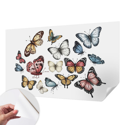 Self-adhesive wall mural with a paradise butterflies design