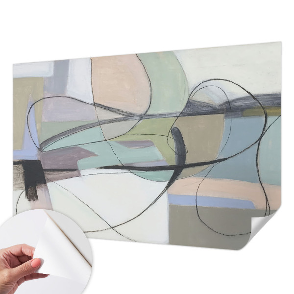 Self-adhesive photo wallpaper with a pastel lines design