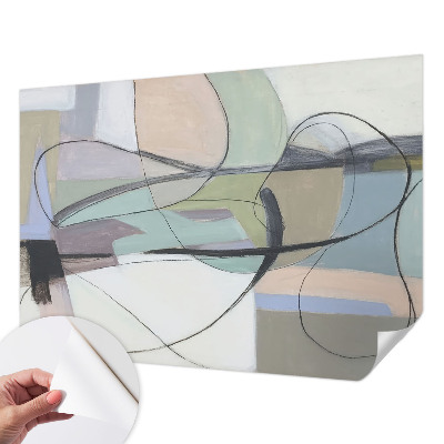 Self-adhesive photo wallpaper with a pastel lines design