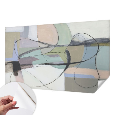 Self-adhesive photo wallpaper with a pastel lines design
