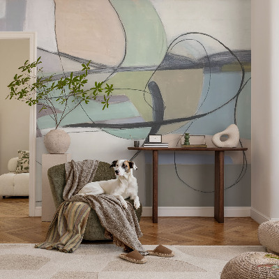 Self-adhesive photo wallpaper with a pastel lines design