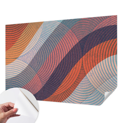Removable wall mural wallpaper with a colorful waves design