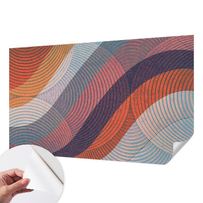 Removable wall mural wallpaper with a colorful waves design