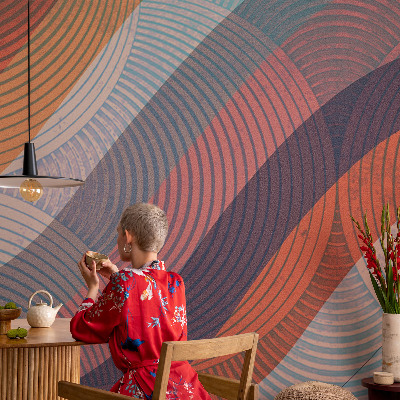 Removable wall mural wallpaper Colorful waves