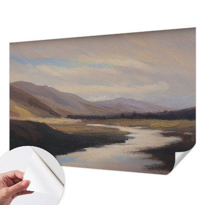 Removable wall mural with a natural, calming landscape design