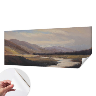 Removable wall mural with a natural, calming landscape design