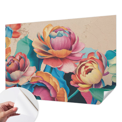 Nursery wall mural with a floral harmony design