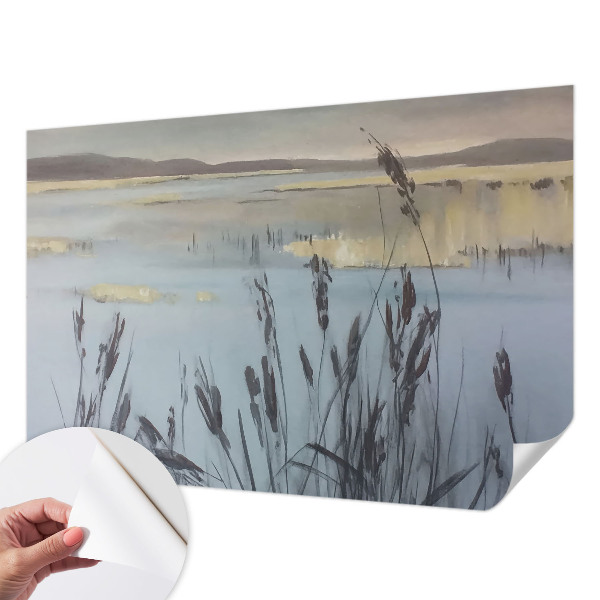 3D wall mural with a calm lake design