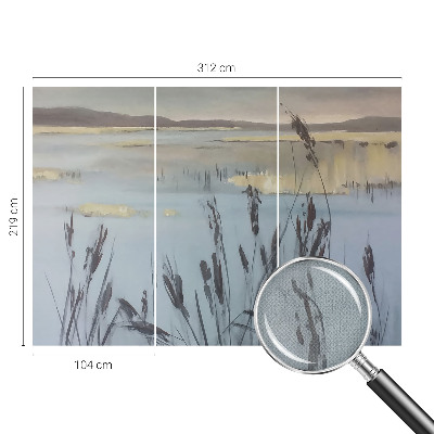 3D wall mural with a calm lake design