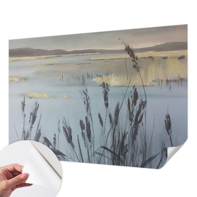 3D wall mural with a calm lake design