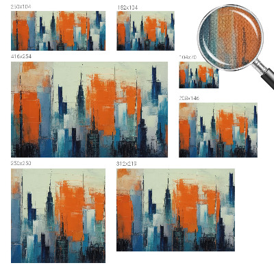 Children's wall mural with an abstract city motif
