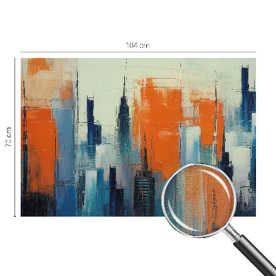 Children's wall mural with an abstract city motif