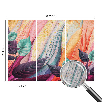 Peel and stick wallpaper mural with an abstract leaves design