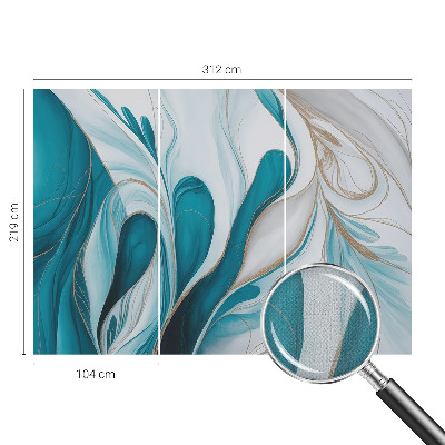 Self-adhesive wall mural with fluid pattern