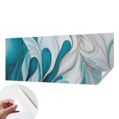 Self-adhesive wall mural with fluid pattern