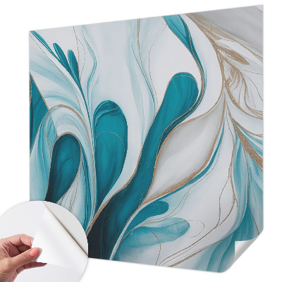 Self-adhesive wall mural with fluid pattern
