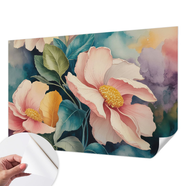 Removable wall mural wallpaper with a floral design