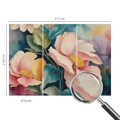 Removable wall mural wallpaper with a floral design