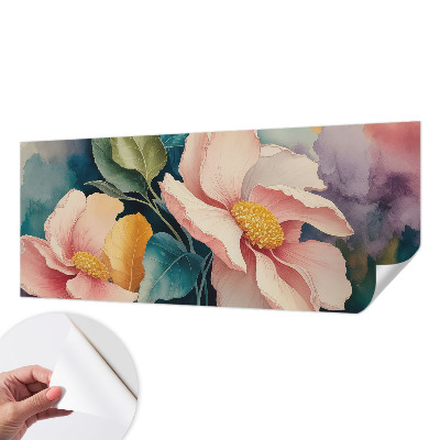 Removable wall mural wallpaper with a floral design