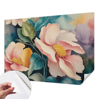 Removable wall mural wallpaper with a floral design