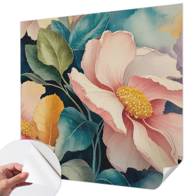 Removable wall mural wallpaper with a floral design