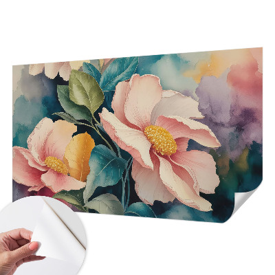 Removable wall mural wallpaper with a floral design