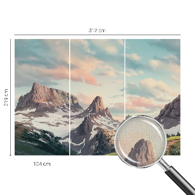 Removable wall mural with a mountain panorama design