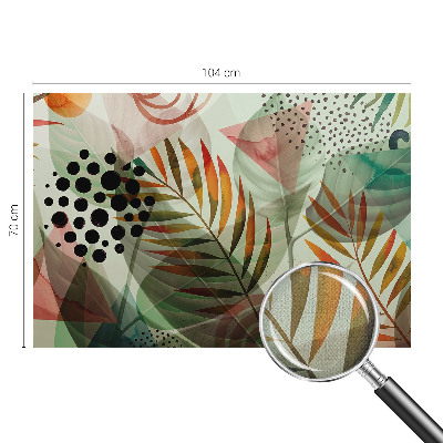Peel and stick wall mural for living room with an abstract leaves design