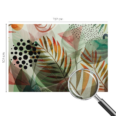 Peel and stick wall mural for living room with an abstract leaves design