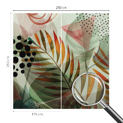 Peel and stick wall mural for living room with an abstract leaves design