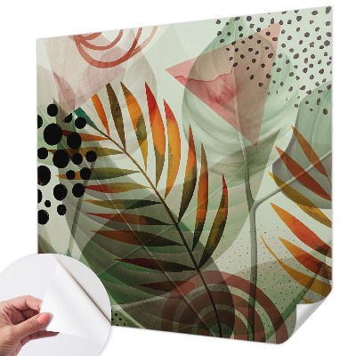 Peel and stick wall mural for living room Abstract leaves