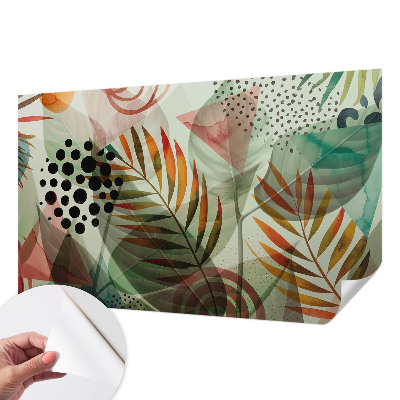 Peel and stick wall mural for living room Abstract leaves