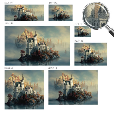 Self-adhesive photo wallpaper with a fairytale castle motif