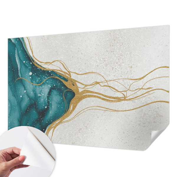 Peel and stick wall mural for bedroom Turquoise lines