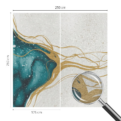 Peel and stick wall mural for bedroom with turquoise linear pattern