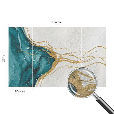 Peel and stick wall mural for bedroom Turquoise lines