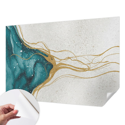 Peel and stick wall mural for bedroom Turquoise lines